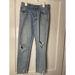 We The Free Distressed Light Wash High Rise Button Fly Jeans size 25